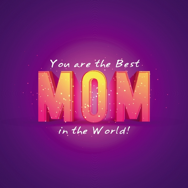 闪亮的3D背景紫色妈妈优雅的贺卡设计祝母亲节快乐