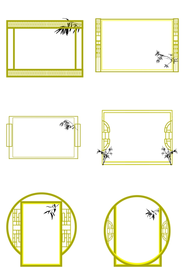 中国风四方墨竹边框图