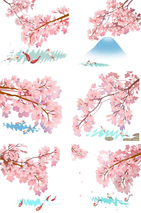 日本樱花节春季樱花观赏锦鲤唯美风景合集