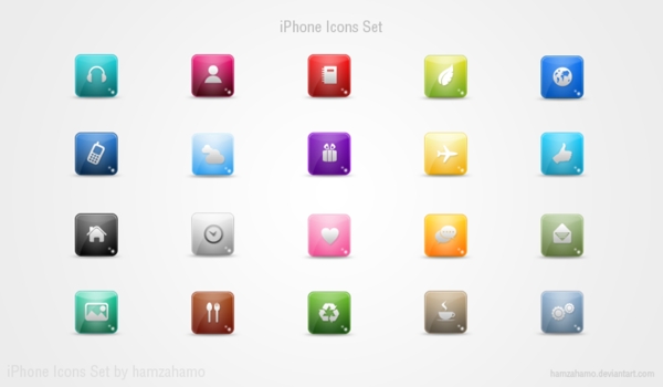 20操作系统的iPhone图标集PSD光滑