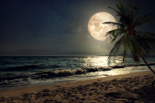 海边月球月亮