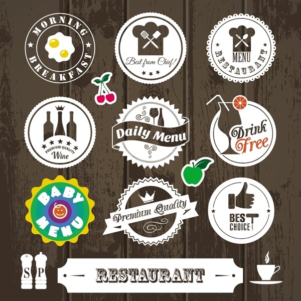 餐馆复古圆形徽章设计