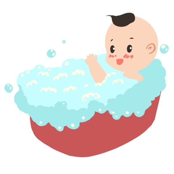 婴儿浴盆装饰插画