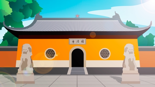 中国风历史建筑国清寺