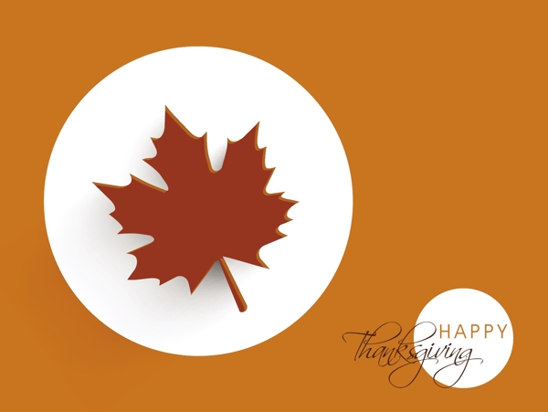 感恩节快乐的概念与美丽的秋天的叶子在橙色背景