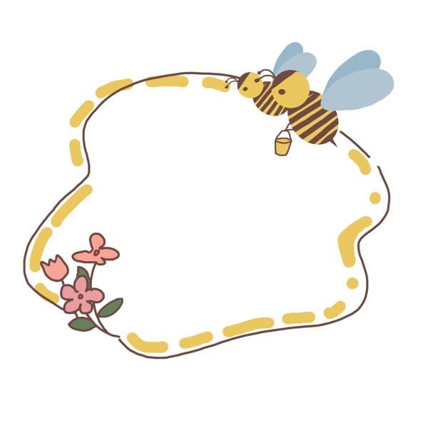 黄色的蜜蜂边框插画