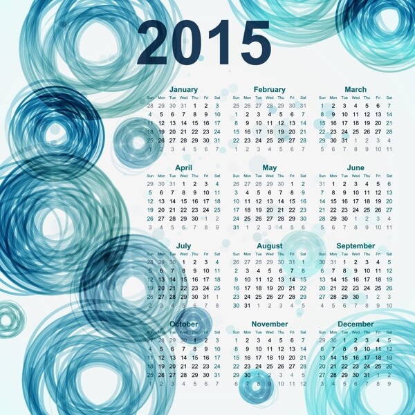 2015蓝色圈年历图片
