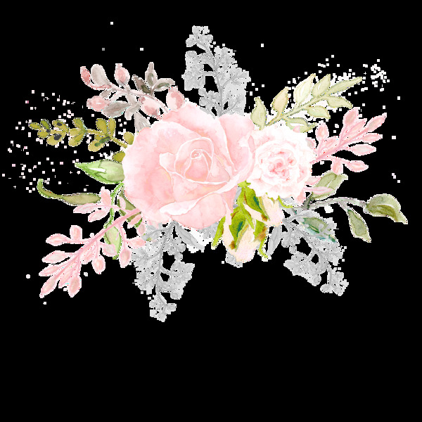 手绘淡粉色花卉png透明素材