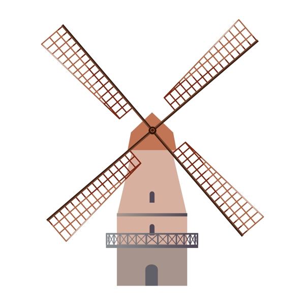 梯形的风车建筑插画