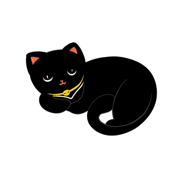 趴着休息的可爱小黑猫