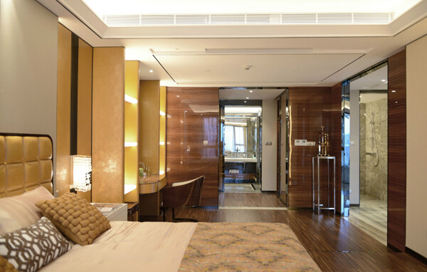 现代时尚卧室金褐色餐厅室内装修效果图