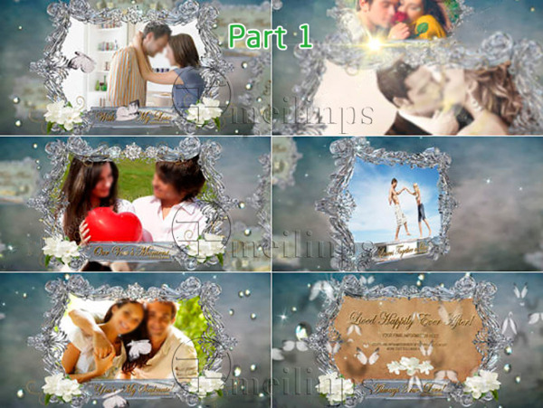 华丽水晶画框中甜蜜的婚礼相册AE模板1