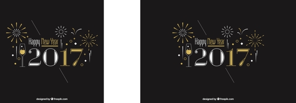 典雅的新年背景烟花和黄金细节