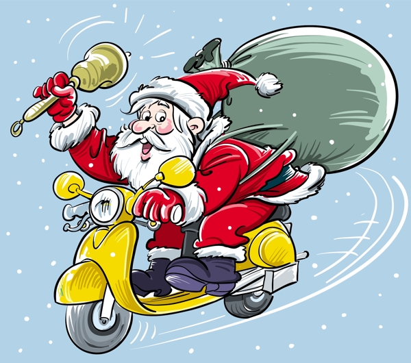 骑着摩托车的圣诞老人图片
