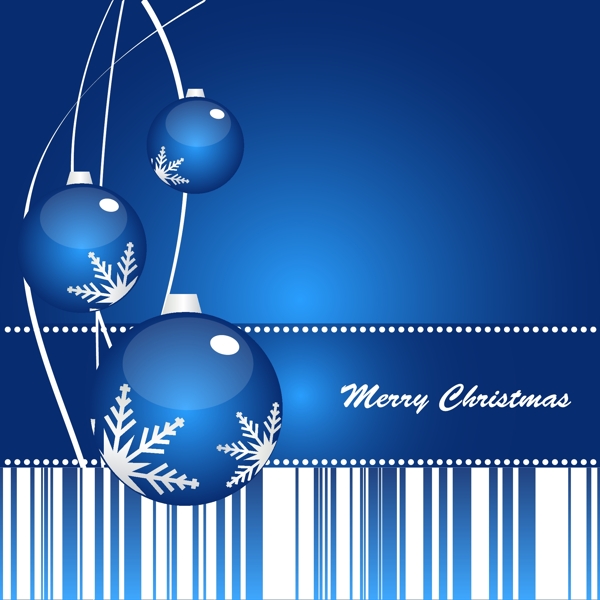 蓝色吊球圣诞卡片封面