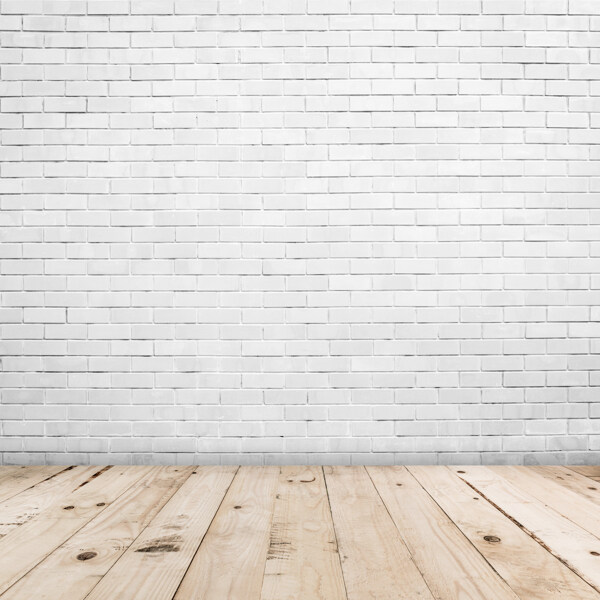 白色砖墙的木板
