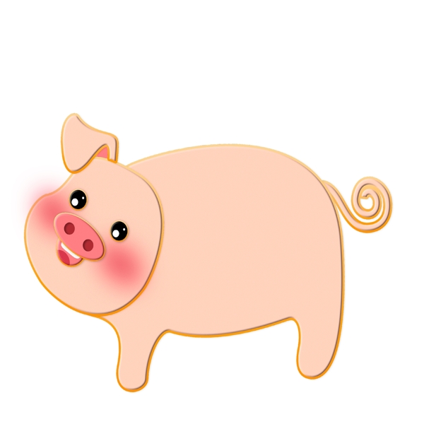 一只害羞的小猪卡通设计