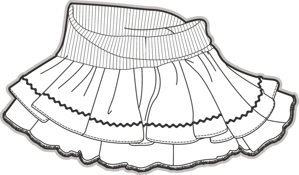 女生花边裙子黑白童装矢量设计文件素材