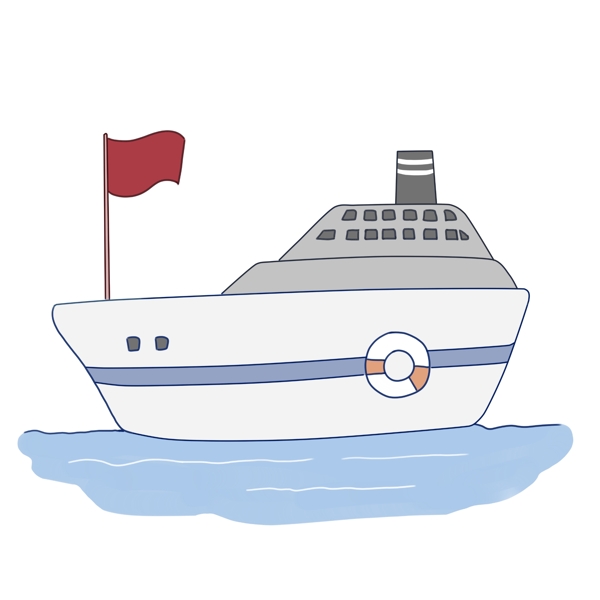 海上航行的轮船插画
