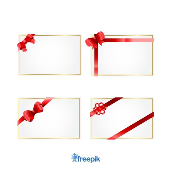 带红色丝带的圣诞礼品卡