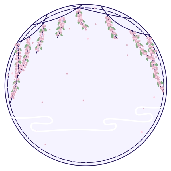 紫色典雅花藤边框元素素材PNG图片