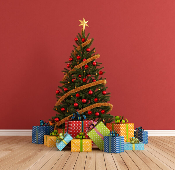礼物与圣诞树图片素材