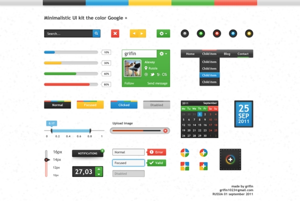 最小的UI工具包谷歌加颜色PSD