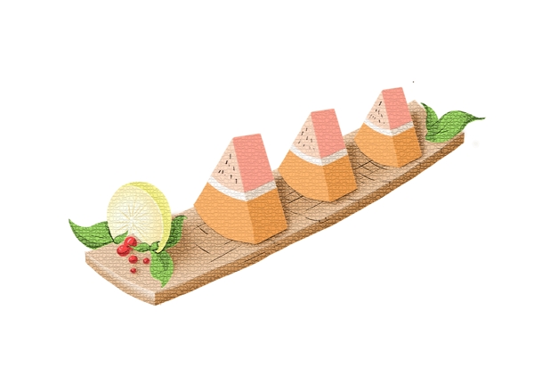 粉色三角形蛋糕插画