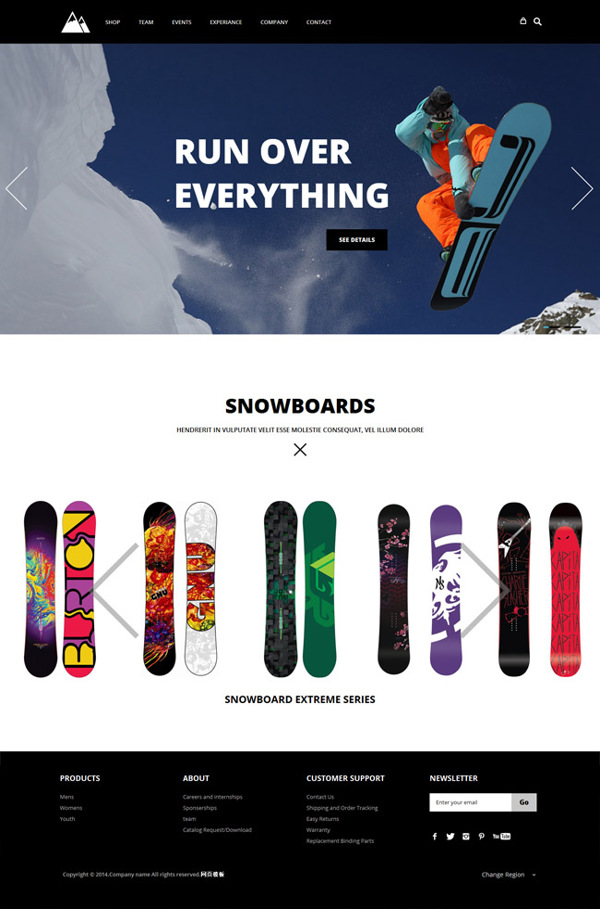 户外滑板运动销售网站模板