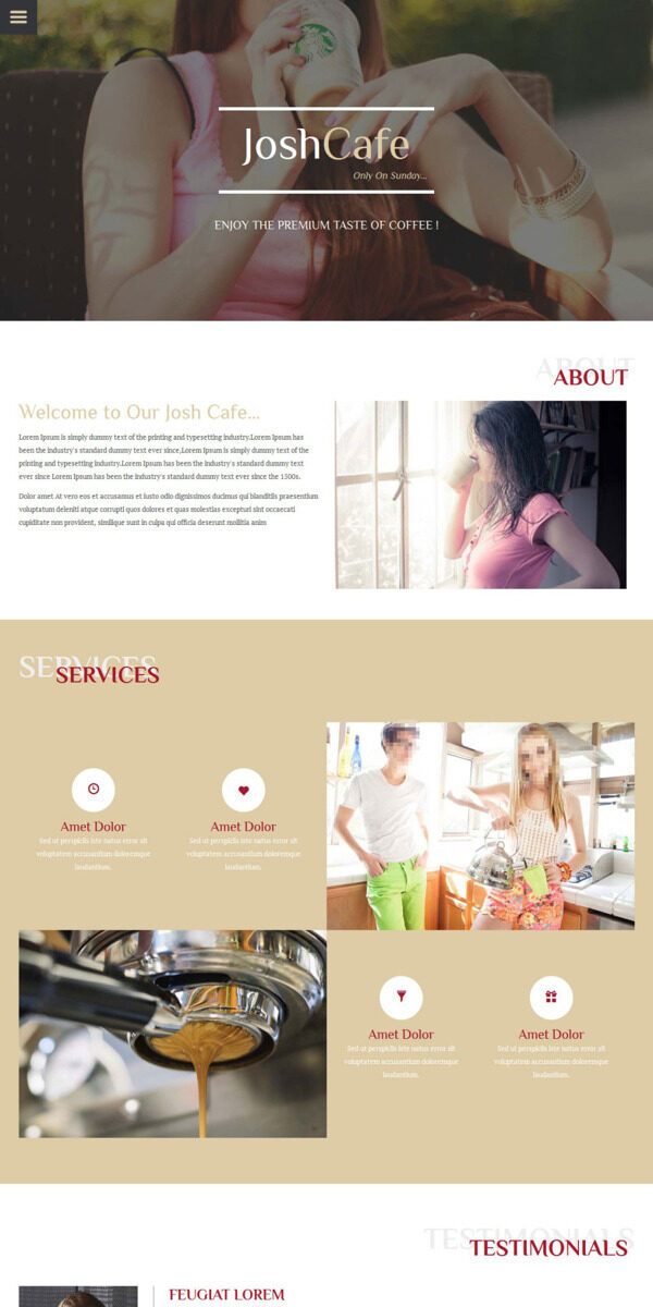 休闲咖啡屋响应式网页模板