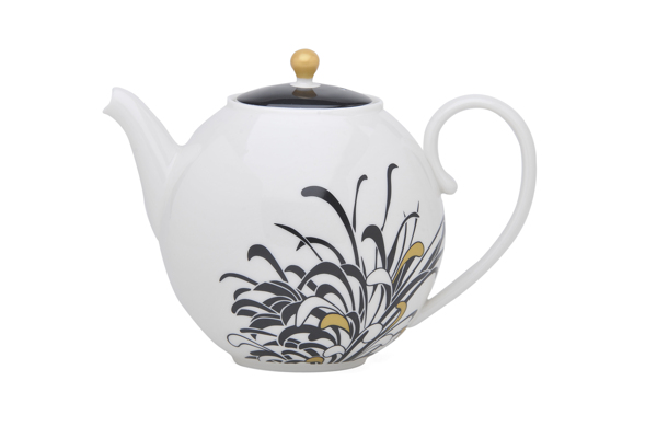 中式菊花印纹茶壶图片