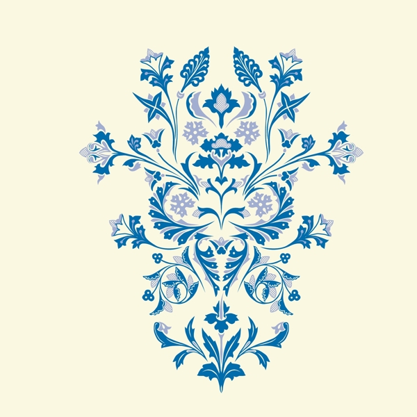 印花矢量图植物花朵色彩蓝色免费素材