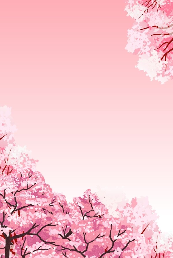 粉色清新浪漫出游记桃花背景