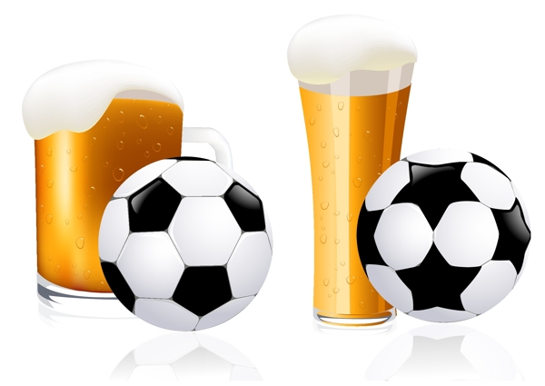 啤酒和足球矢量素材