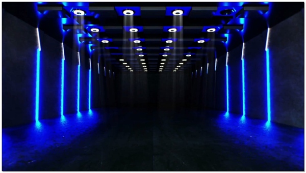 蓝色灯光走廊动态视频素材