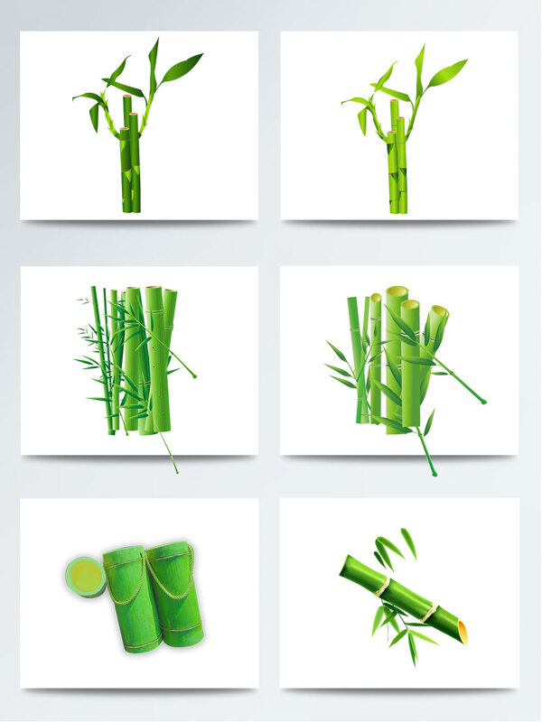 水墨水彩绿色竹子PNG元素