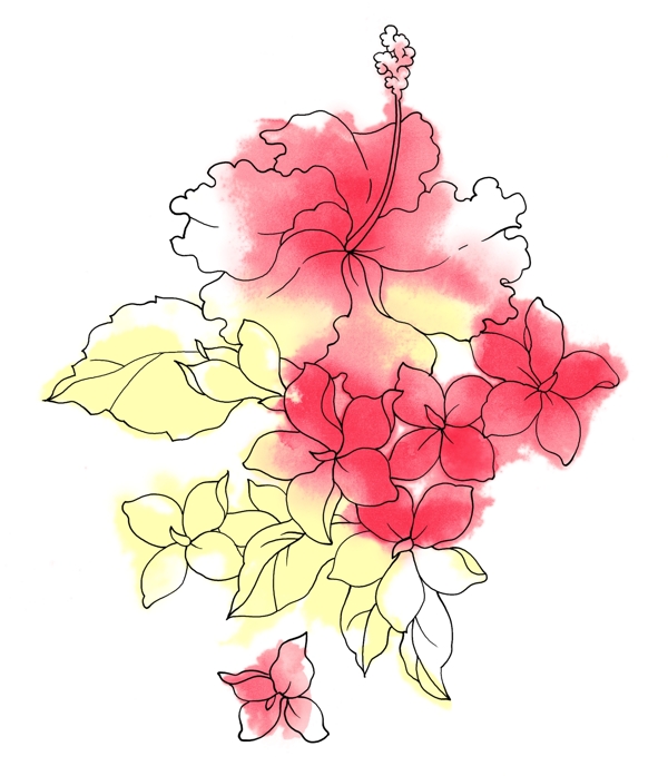 彩绘花草韩式花纹PSD0657