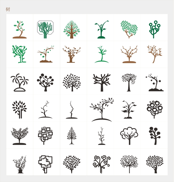 树木树枝枝叶图标