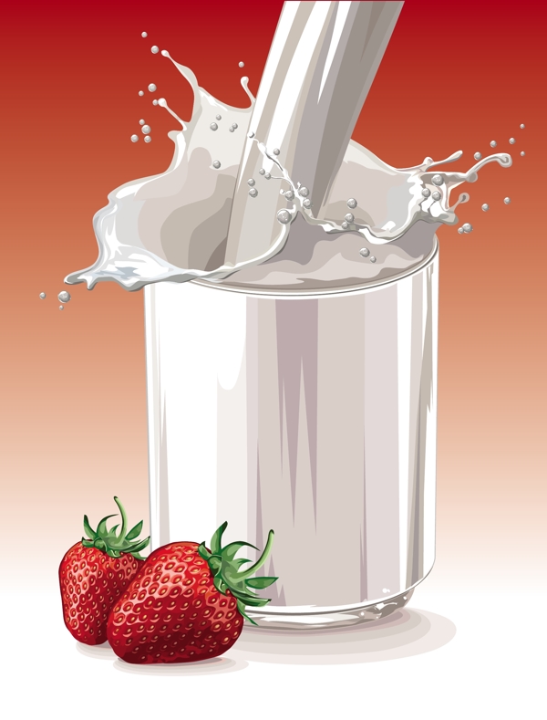 新鲜的草莓牛奶设计矢量图02