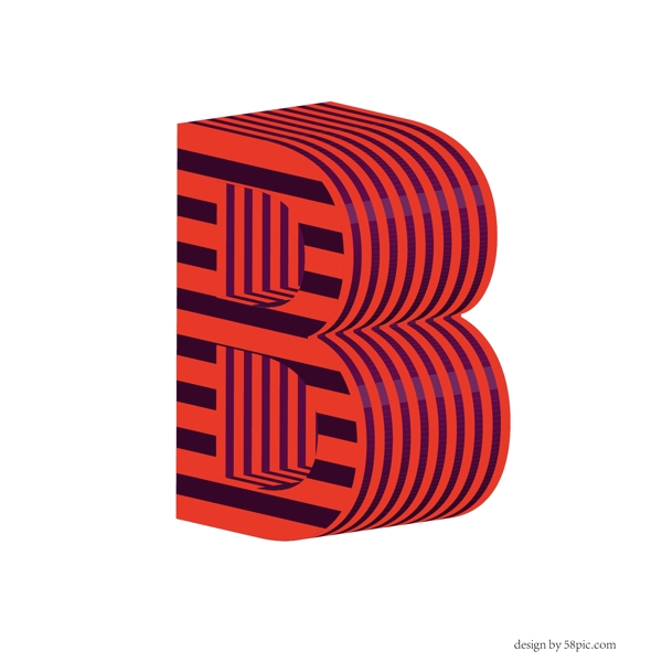 字母B波普风3D立体艺术字体