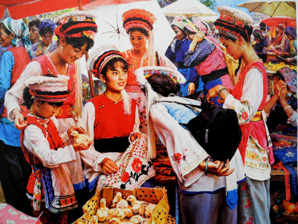 苗族姑娘油画图片