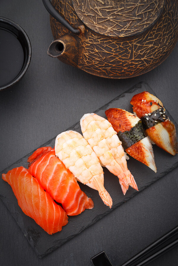 日式寿司美食背景海报素材图片