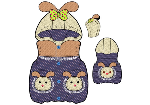 婴幼童装亲子装设计韩版风格女孩款冬马甲