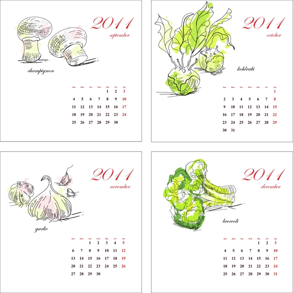 蔬菜绘画日历