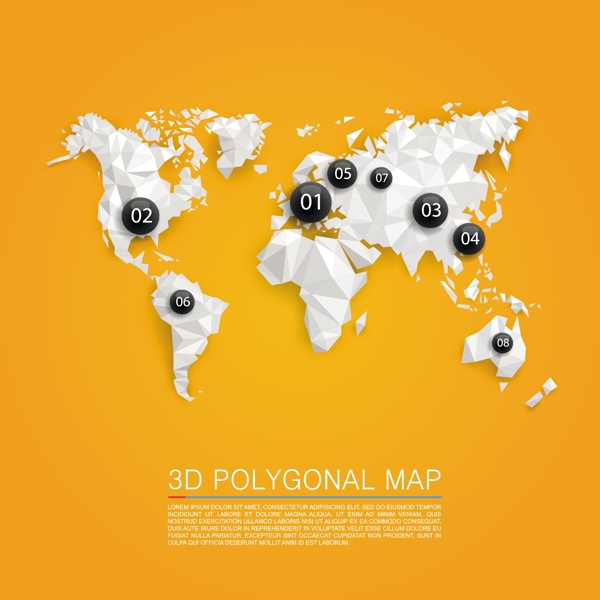 世界地图3D多边形矢量素材