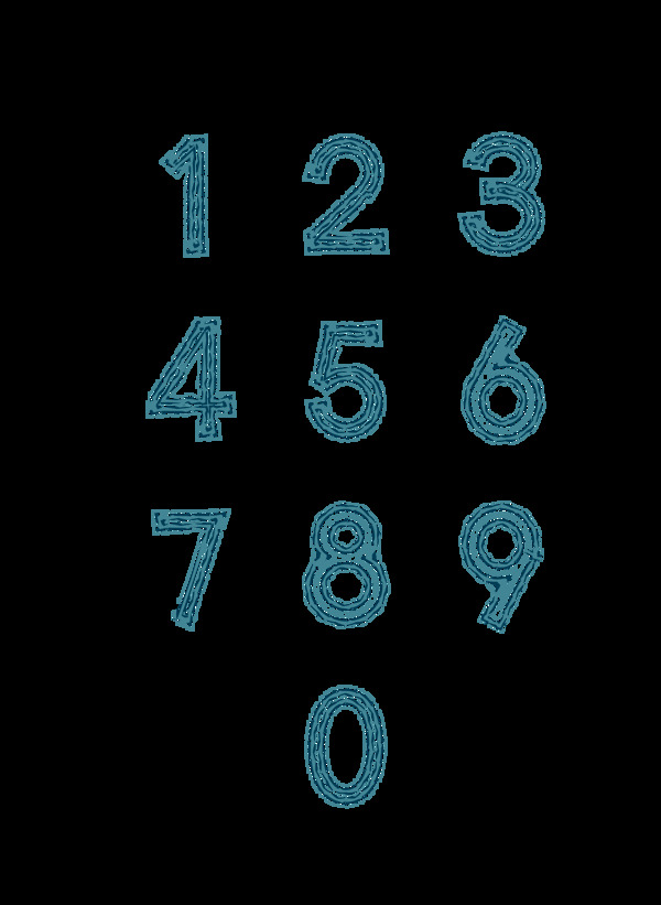 09数字蓝色典雅几何艺术字体