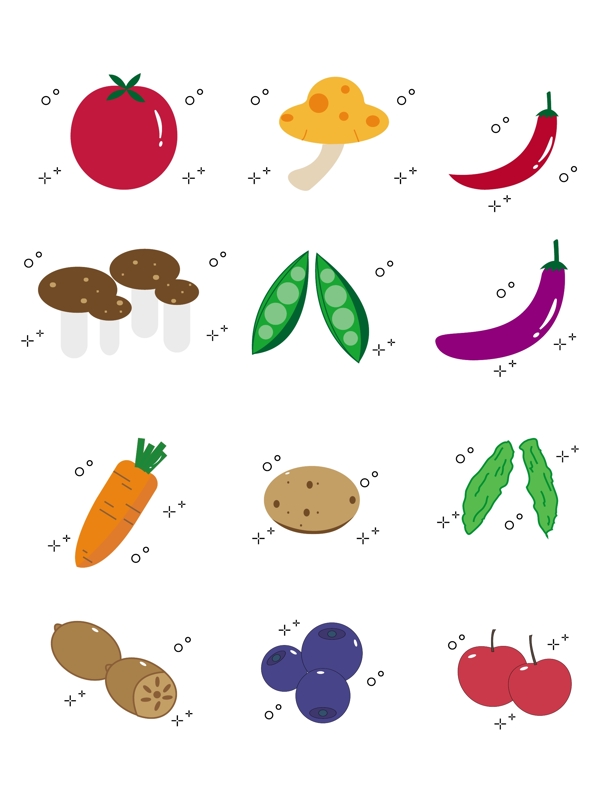 蔬菜小元素水果卡通手绘