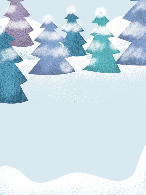 冬季雪景树林插画广告背景