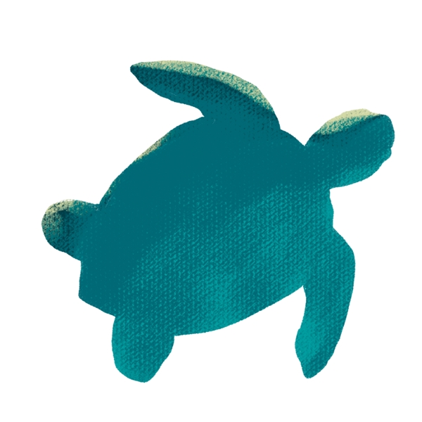 手绘卡通蓝色海龟png元素