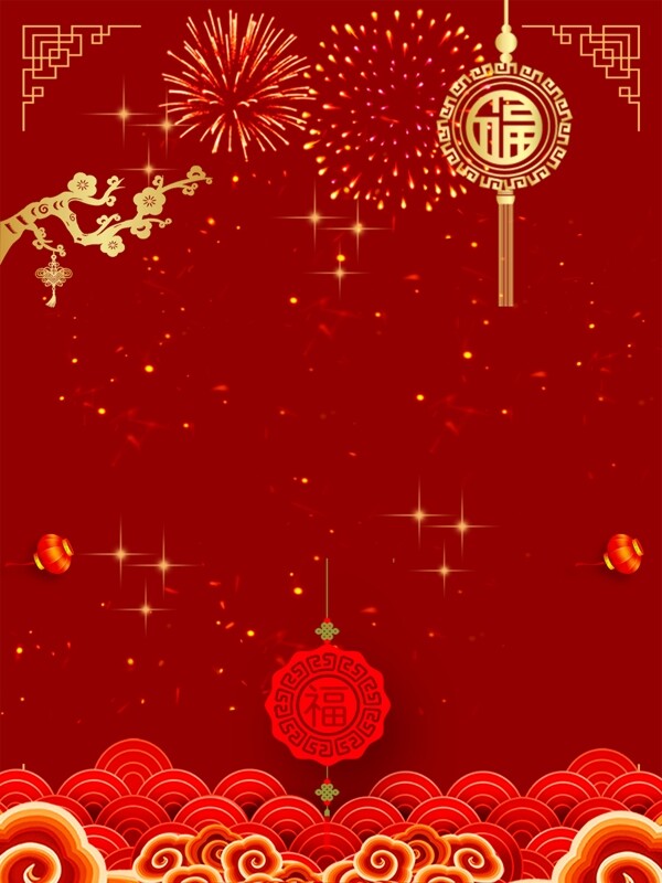 红色中国风猪年背景设计